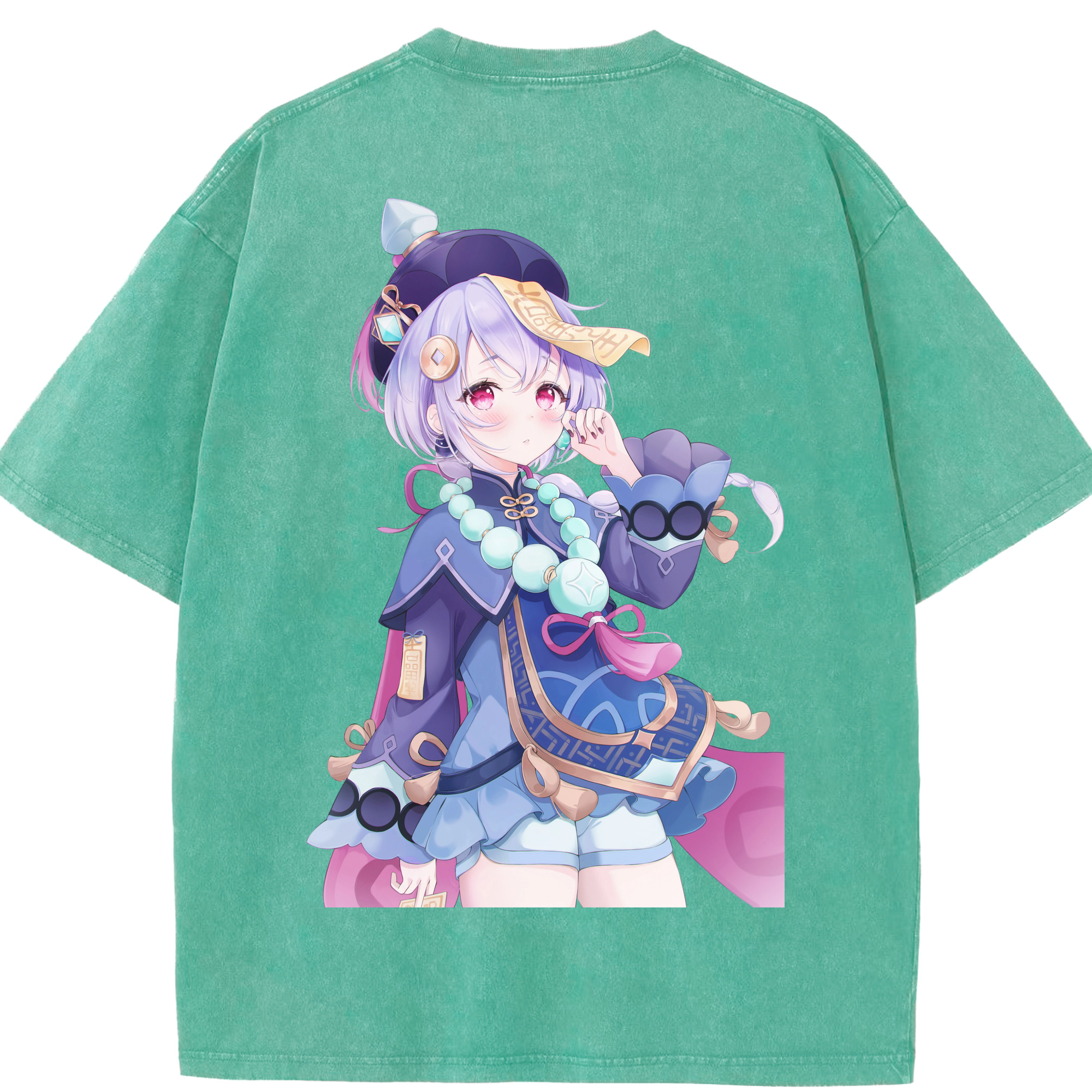 げんし神 七七 なな  genshin Nana 綿100% ヴィンテージ風 半袖Tシャツ（背面プリント）